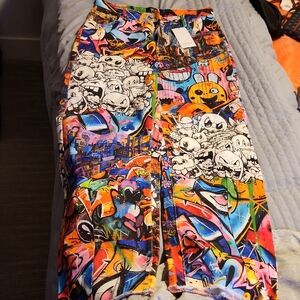 AKIRA Multicolor Graphic Straight Leg Jeans